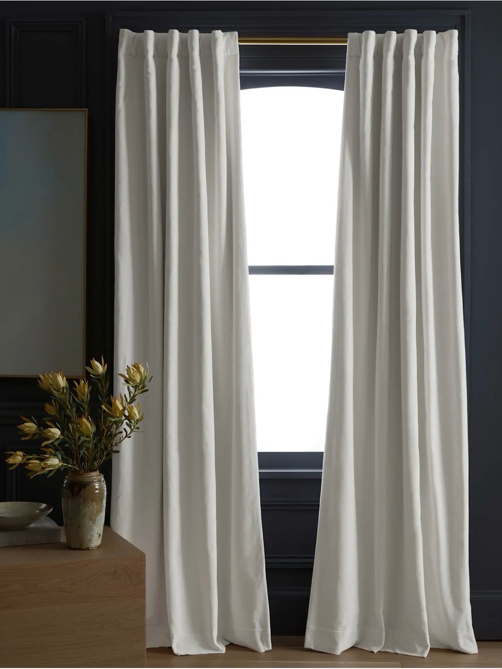 Quince Cotton Velvet Blackout Curtain in Ivory 48x108